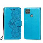 For Motorola Moto G9 Power Flower Vine Embossing Pattern Horizontal Flip Leather Case with Card Slot & Holder & Wallet & Lanyard(Blue)