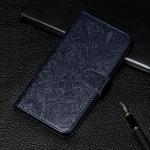 For Xiaomi Redmi Note 9T 5G Lace Flower Embossing Pattern Horizontal Flip Leather Case with Holder & Card Slots & Wallet & Photo Frame(Dark Blue)