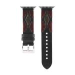 Woven Contrast Leather Watch Band For Apple Watch Series 8&7 41mm / SE 2&6&SE&5&4 40mm / 3&2&1 38mm(Black)