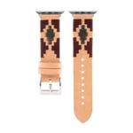 Woven Contrast Leather Watch Band For Apple Watch Series 8&7 41mm / SE 2&6&SE&5&4 40mm / 3&2&1 38mm(Light Brown)