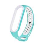 For Xiaomi Mi Band 6 (CA8856) Breathable Silicone Watch Band with Holes(Mint Green+White)