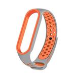 For Xiaomi Mi Band 6 (CA8856) Breathable Silicone Watch Band with Holes(Grey+Orange)