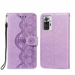 For Xiaomi Redmi Note 10 Pro Flower Vine Embossing Pattern Horizontal Flip Leather Case with Card Slot & Holder & Wallet & Lanyard(Purple)