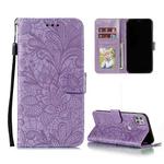 For Motorola Moto G 5G Lace Flower Embossing Pattern Horizontal Flip Leather Case with Holder & Card Slots & Wallet & Photo Frame(Purple)