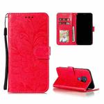 For Motorola Moto G Play (2021) Lace Flower Embossing Pattern Horizontal Flip Leather Case with Holder & Card Slots & Wallet & Photo Frame(Red)