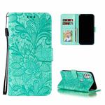 For Motorola Moto G Stylus (2021) Lace Flower Embossing Pattern Horizontal Flip Leather Case with Holder & Card Slots & Wallet & Photo Frame(Green)