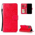 For Motorola Moto G9 Power Lace Flower Embossing Pattern Horizontal Flip Leather Case with Holder & Card Slots & Wallet & Photo Frame(Red)