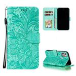 For Motorola Moto G30 Lace Flower Embossing Pattern Horizontal Flip Leather Case with Holder & Card Slots & Wallet & Photo Frame(Green)