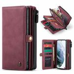For Samsung Galaxy S21 Ultra 5G CaseMe 018 Detachable Multi-functional Horizontal Flip Leather Case with Card Slot & Holder & Zipper Wallet & Photo Frame(Red)