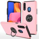 For Samsung Galaxy A20s PC + TPU Shockproof Magnetic Protective Case with Invisible Ring Holder(Rose Gold)