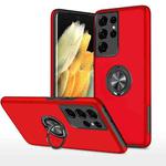 For Samsung Galaxy S21 Ultra 5G PC + TPU Shockproof Magnetic Protective Case with Invisible Ring Holder(Red)