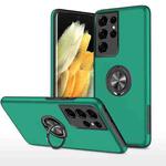 For Samsung Galaxy S21 Ultra 5G PC + TPU Shockproof Magnetic Protective Case with Invisible Ring Holder(Dark Green)