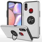 For Samsung Galaxy A10s PC + TPU Shockproof Magnetic Protective Case with Invisible Ring Holder(Silver)