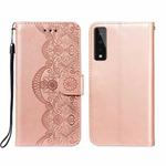 For LG Stylo 7 5G Flower Vine Embossing Pattern Horizontal Flip Leather Case with Card Slot & Holder & Wallet & Lanyard(Rose Gold)