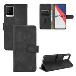 For vivo iQOO 7 Solid Color Skin Feel Magnetic Buckle Horizontal Flip Calf Texture PU Leather Case with Holder & Card Slots & Wallet(Black)