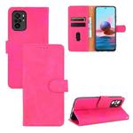 For Xiaomi Redmi Note 10 Solid Color Skin Feel Magnetic Buckle Horizontal Flip Calf Texture PU Leather Case with Holder & Card Slots & Wallet(Rose Red)