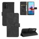 For Xiaomi Redmi Note 10S Solid Color Skin Feel Magnetic Buckle Horizontal Flip Calf Texture PU Leather Case with Holder & Card Slots & Wallet(Black)