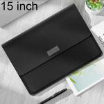 Litchi Pattern PU Leather Waterproof Ultra-thin Protection Liner Bag Briefcase Laptop Carrying Bag for 15 inch Laptops(Black)
