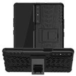 For LG Stylo 7 4G Tire Texture Shockproof TPU+PC Protective Case with Holder(Black)