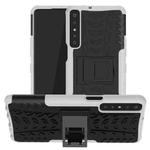 For LG Stylo 7 4G Tire Texture Shockproof TPU+PC Protective Case with Holder(White)