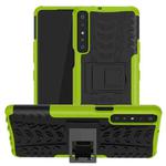 For LG Stylo 7 4G Tire Texture Shockproof TPU+PC Protective Case with Holder(Green)