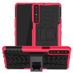 For LG Stylo 7 4G Tire Texture Shockproof TPU+PC Protective Case with Holder(Pink)