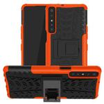 For LG Stylo 7 4G Tire Texture Shockproof TPU+PC Protective Case with Holder(Orange)