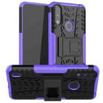 For Motorola Moto E7 Power Tire Texture Shockproof TPU+PC Protective Case with Holder(Purple)