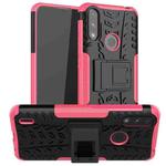 For Motorola Moto E7 Power Tire Texture Shockproof TPU+PC Protective Case with Holder(Pink)