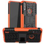 For Motorola Moto E7 Power Tire Texture Shockproof TPU+PC Protective Case with Holder(Orange)