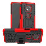 For Motorola Moto G Power (2021) Tire Texture Shockproof TPU+PC Protective Case with Holder(Red)