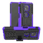 For Motorola Moto G Power (2021) Tire Texture Shockproof TPU+PC Protective Case with Holder(Purple)