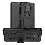 For Motorola Moto G Power (2021) Tire Texture Shockproof TPU+PC Protective Case with Holder(Black)