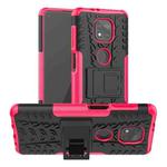 For Motorola Moto G Power (2021) Tire Texture Shockproof TPU+PC Protective Case with Holder(Pink)