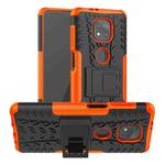 For Motorola Moto G Power (2021) Tire Texture Shockproof TPU+PC Protective Case with Holder(Orange)