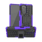 For Xiaomi Redmi K40 Tire Texture Shockproof TPU+PC Protective Case with Holder(Purple)