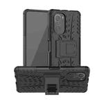 For Xiaomi Redmi K40 Tire Texture Shockproof TPU+PC Protective Case with Holder(Black)