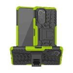 For Xiaomi Redmi K40 Tire Texture Shockproof TPU+PC Protective Case with Holder(Green)