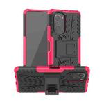 For Xiaomi Redmi K40 Tire Texture Shockproof TPU+PC Protective Case with Holder(Pink)