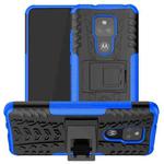 For Motorola Moto G Play (2021) Tire Texture Shockproof TPU+PC Protective Case with Holder(Blue)