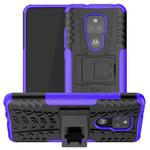 For Motorola Moto G Play (2021) Tire Texture Shockproof TPU+PC Protective Case with Holder(Purple)