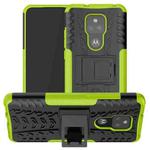 For Motorola Moto G Play (2021) Tire Texture Shockproof TPU+PC Protective Case with Holder(Green)