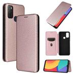 For alcatel 1S (2021) Carbon Fiber Texture Horizontal Flip TPU + PC + PU Leather Case with Card Slot(Pink)