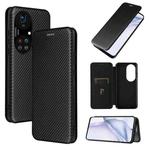 For Huawei P50 Pro Carbon Fiber Texture Horizontal Flip TPU + PC + PU Leather Case with Card Slot(Black)