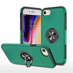 For iPhone SE 2022 / SE 2020 / 8 / 7 Magnetic Ring Kickstand Shockproof Phone Case(Dark Green)