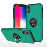 For iPhone X / XS Magnetic Ring Kickstand Shockproof Phone Case(Dark Green)