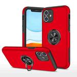 For iPhone 11 Magnetic Ring Kickstand Shockproof Phone Case (Red)