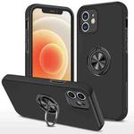 For iPhone 12 Magnetic Ring Kickstand Shockproof Phone Case(Black)