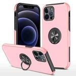 For iPhone 12 Pro Max Magnetic Ring Kickstand Shockproof Phone Case(Rose Gold)