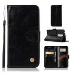 For OnePlus 7 Retro Copper Buckle Crazy Horse Horizontal Flip PU Leather Case with Holder & Card Slots & Wallet & Lanyard(Black)